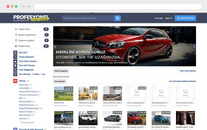 Sahibinden.com Benzeri Profesyonel İlan Sistemi
